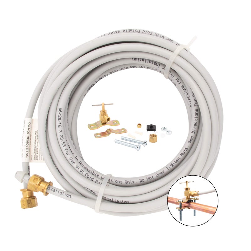 JS Jackson Supplies PEX Ice Maker Installation Kit â€“ 25 Feet of Tubing For Appliance Water Lines With Self Piercing Saddle Valve For Quick Installation, 1/4â€ Compression Fittings, Flexible Hose For Potable Drinking Water - Image 1